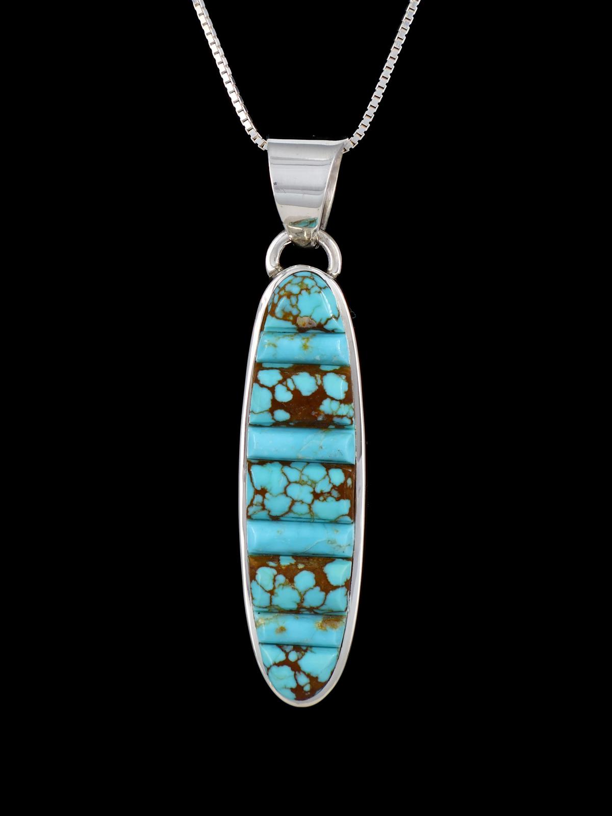 Native American Reversible #8 Turquoise Inlay Pendant