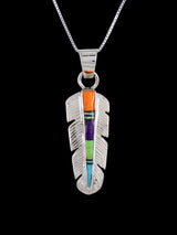 Native American Multistone Feather Inlay Pendant