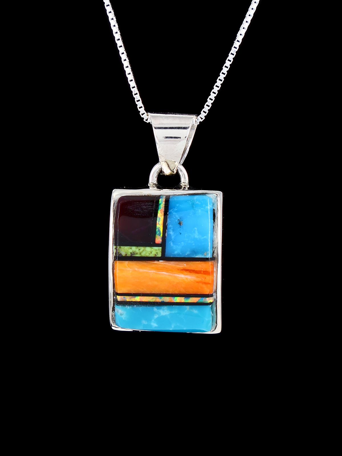 Native American Inlay Spiny Oyster and Turquoise Pendant