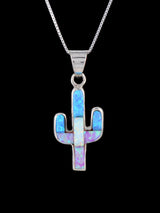 Native American Opalite Inlay Cactus Pendant