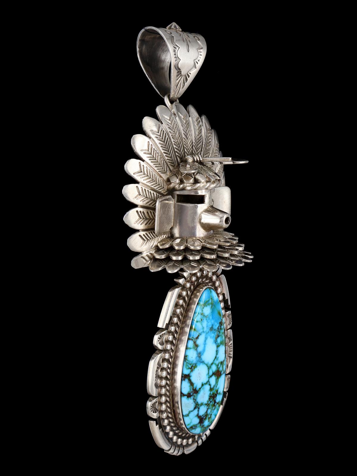 Native American Sterling Silver Kingman Turquoise Kachina Pendant