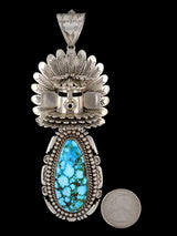Native American Sterling Silver Kingman Turquoise Kachina Pendant