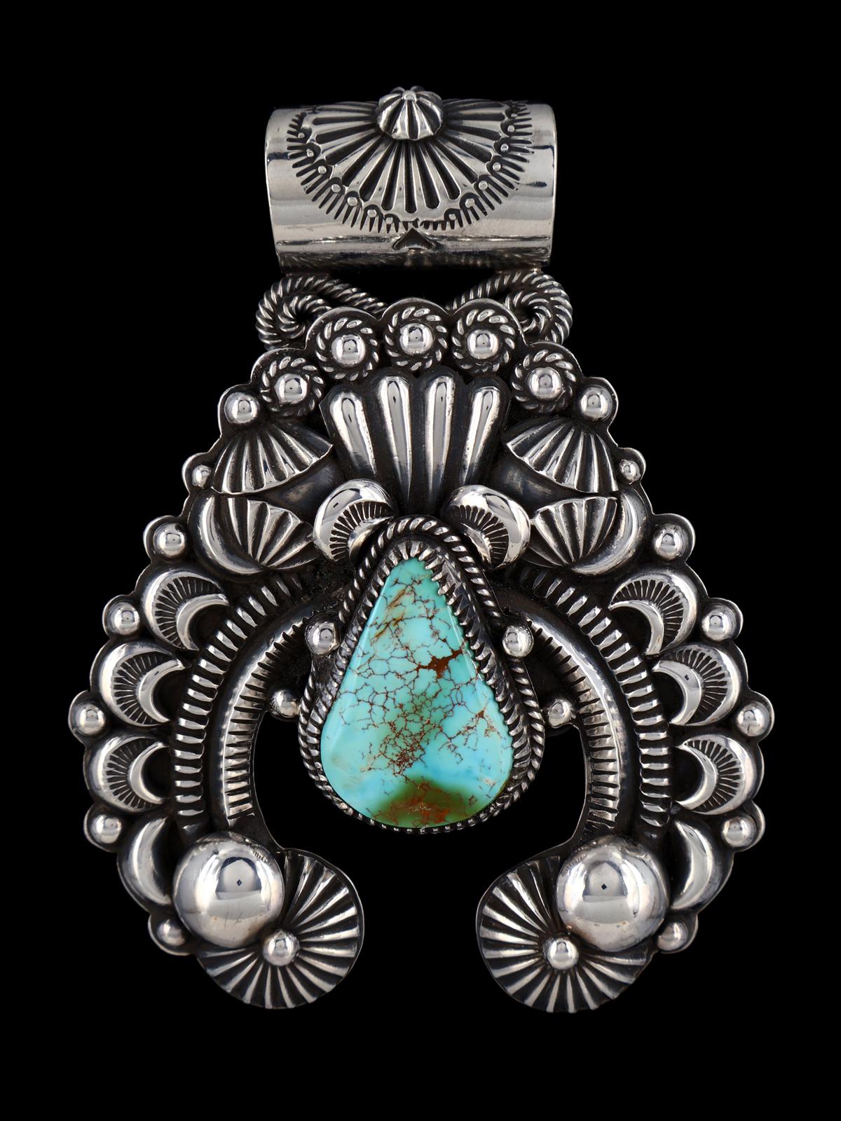Native American Sterling Silver Jewelry Natural Royston Turquoise Naja Pendant
