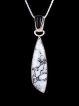 Native American Sterling Silver White Feather Jasper Pendant