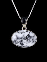 Native American Sterling Silver White Feather Jasper Pendant