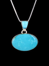 Native American Sterling Silver Fox Turquoise Pendant