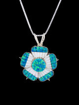 Pendentif à épingle Zuni en argent sterling avec fleur turquoise