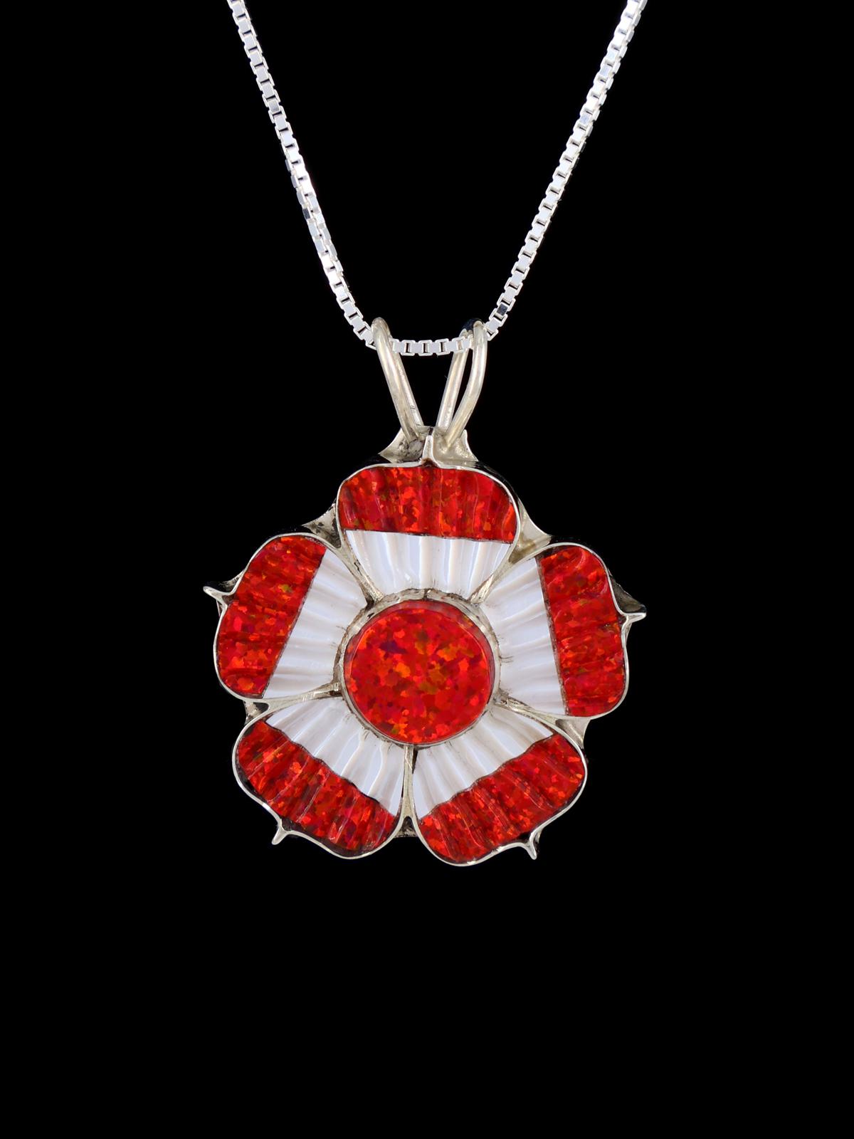 Pendentif à épingle Zuni en argent sterling avec fleur turquoise