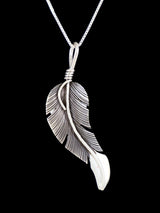 Native American Jewelry Sterling Silver Feather Pendant