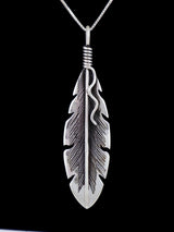 Native American Jewelry Sterling Silver Feather Pendant