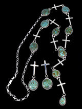 Native American Kingman Turquoise Lariat Necklace Set