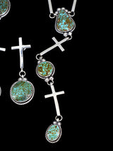 Native American Kingman Turquoise Lariat Necklace Set