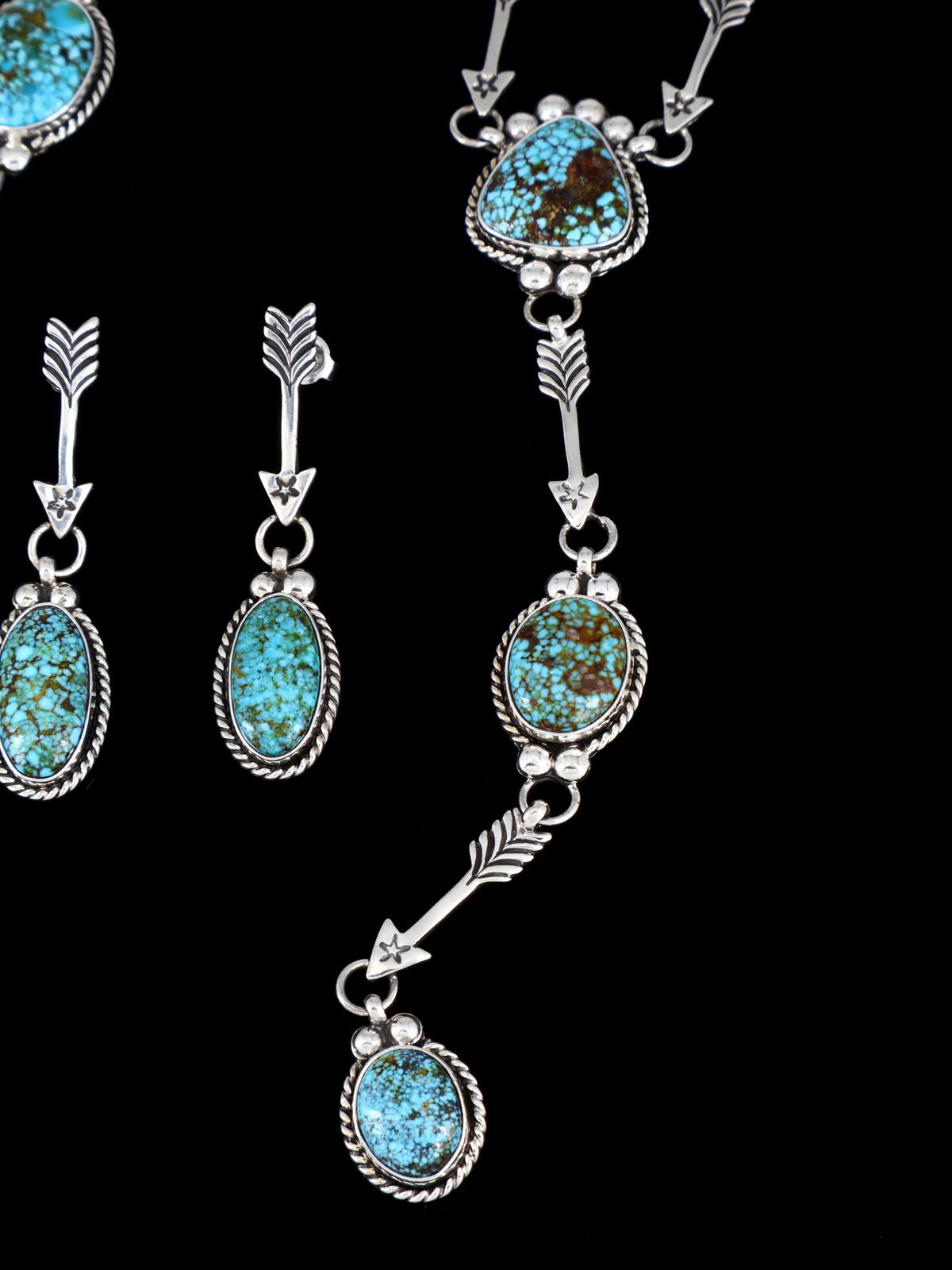 Native American Kingman Turquoise Lariat Necklace Set