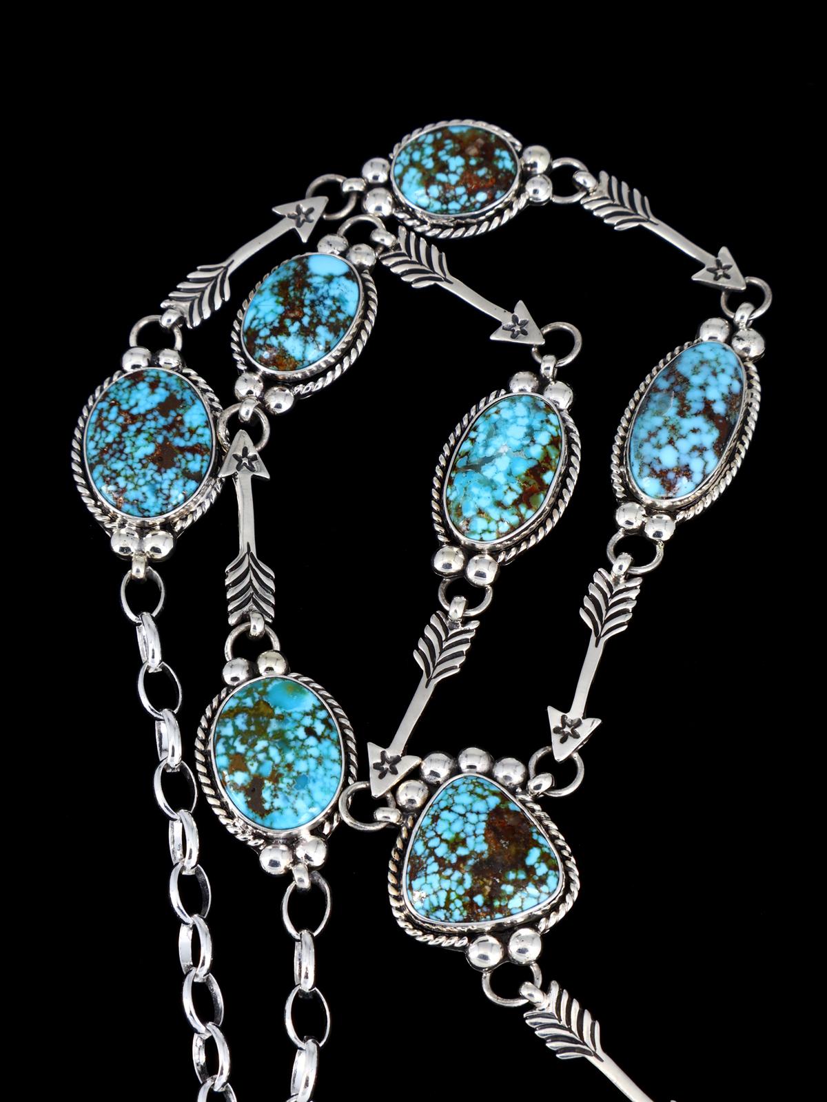 Native American Kingman Turquoise Lariat Necklace Set