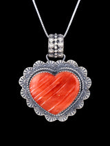 Native American Spiny Oyster Heart Sterling Silver Pendant
