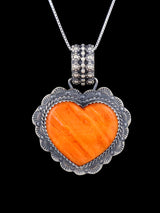Native American Spiny Oyster Heart Sterling Silver Pendant