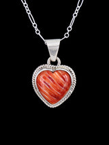 Native American Sterling Silver Spiny Oyster Heart Pendant