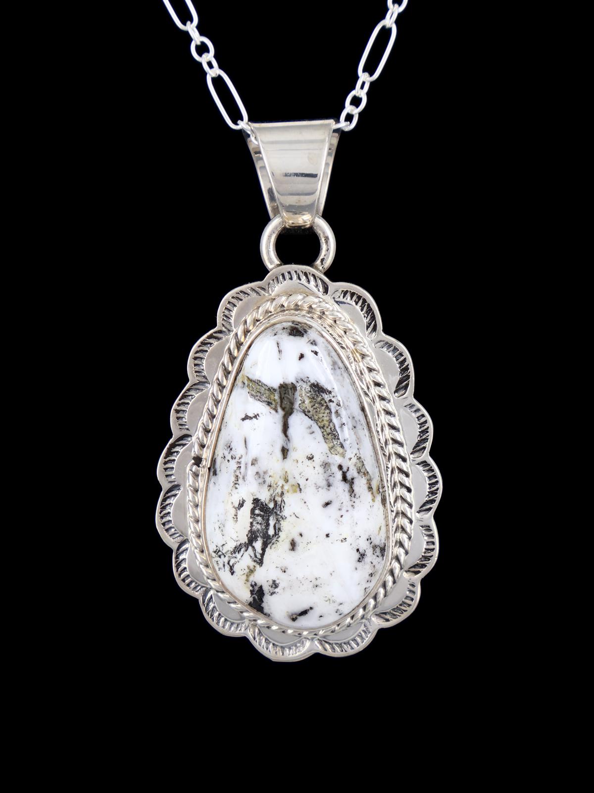 Native American Jewelry Sterling Silver White Buffalo Pendant