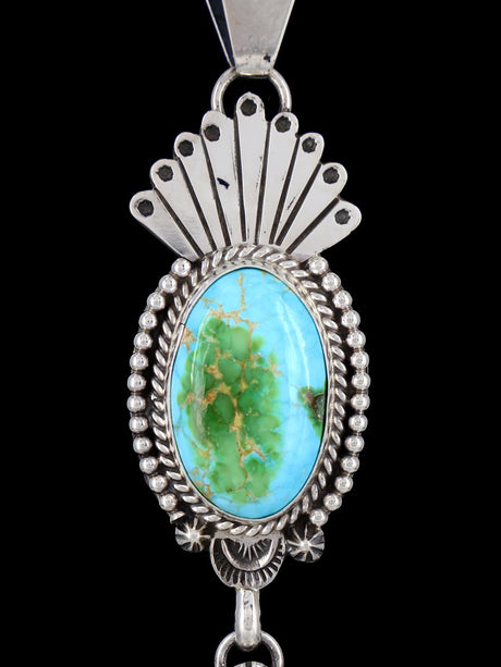 Native American Sonoran Gold Turquoise Sterling Silver Pendant