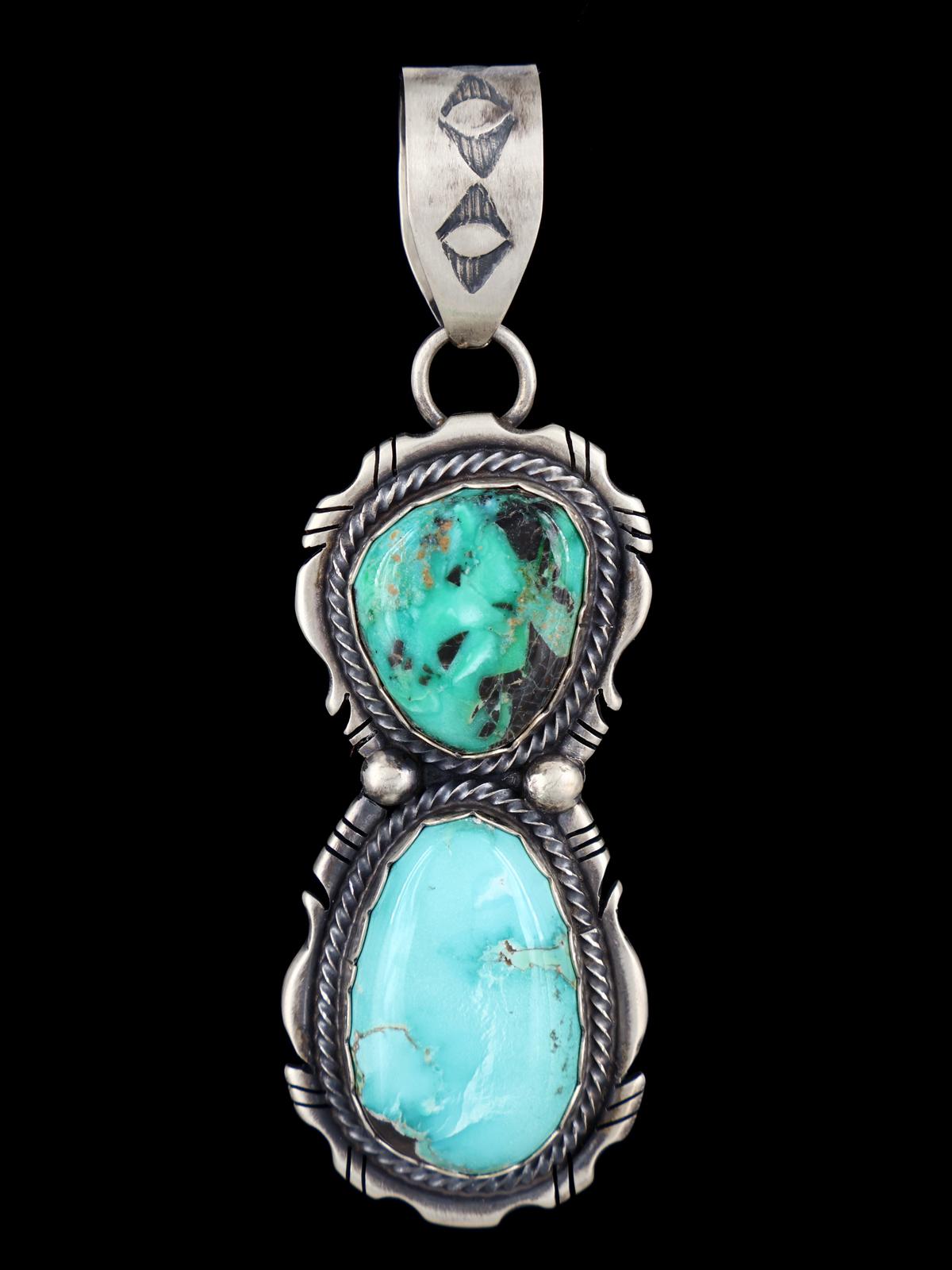 Native American Turquoise and Variscite Sterling Silver Pendant - PuebloDirect.com