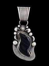 Native American Sculpted Black Onyx Sterling Silver Pendant