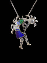 Native American Monarch Opal Inlay Kokopelli Pin/Pendant - PuebloDirect.com