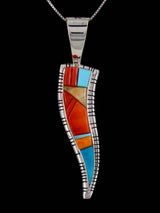 Navajo Cobblestone Inlay Multistone Sterling Silver Pendant - PuebloDirect.com
