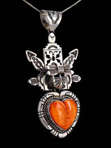 Native American Sterling Silver Spiny Oyster Heart Kachina Pendant - PuebloDirect.com