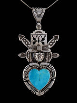 Native American Sterling Silver Kingman Turquoise Kachina Pendant - PuebloDirect.com
