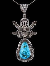 Native American Sterling Silver Kingman Turquoise Kachina Pendant - PuebloDirect.com