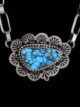 Navajo Sterling Silver Kingman Turquoise Necklace - PuebloDirect.com