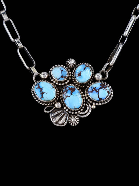 Navajo Sterling Silver Golden Hill Turquoise Necklace - PuebloDirect.com
