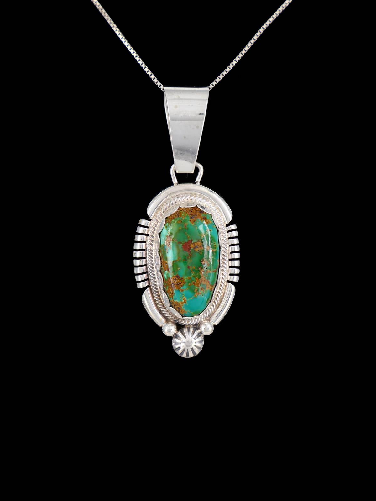 Navajo Sterling Silver Natural Royston Turquoise Pendant - PuebloDirect.com