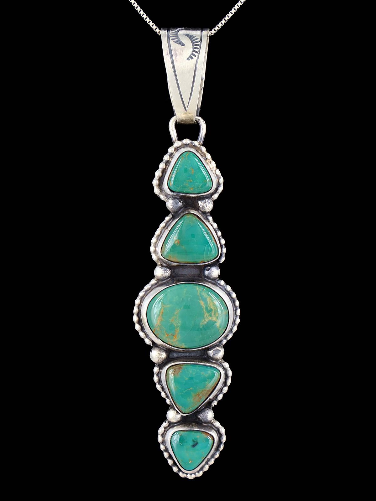 Native American Sterling Silver Turquoise Cluster Pendant - PuebloDirect.com