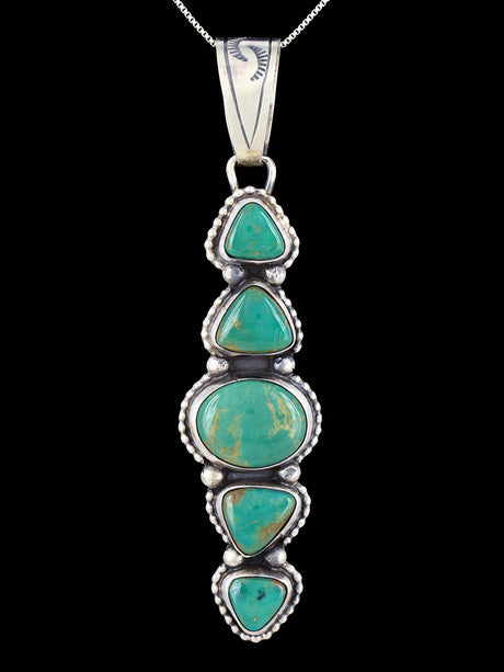 Native American Sterling Silver Turquoise Cluster Pendant - PuebloDirect.com