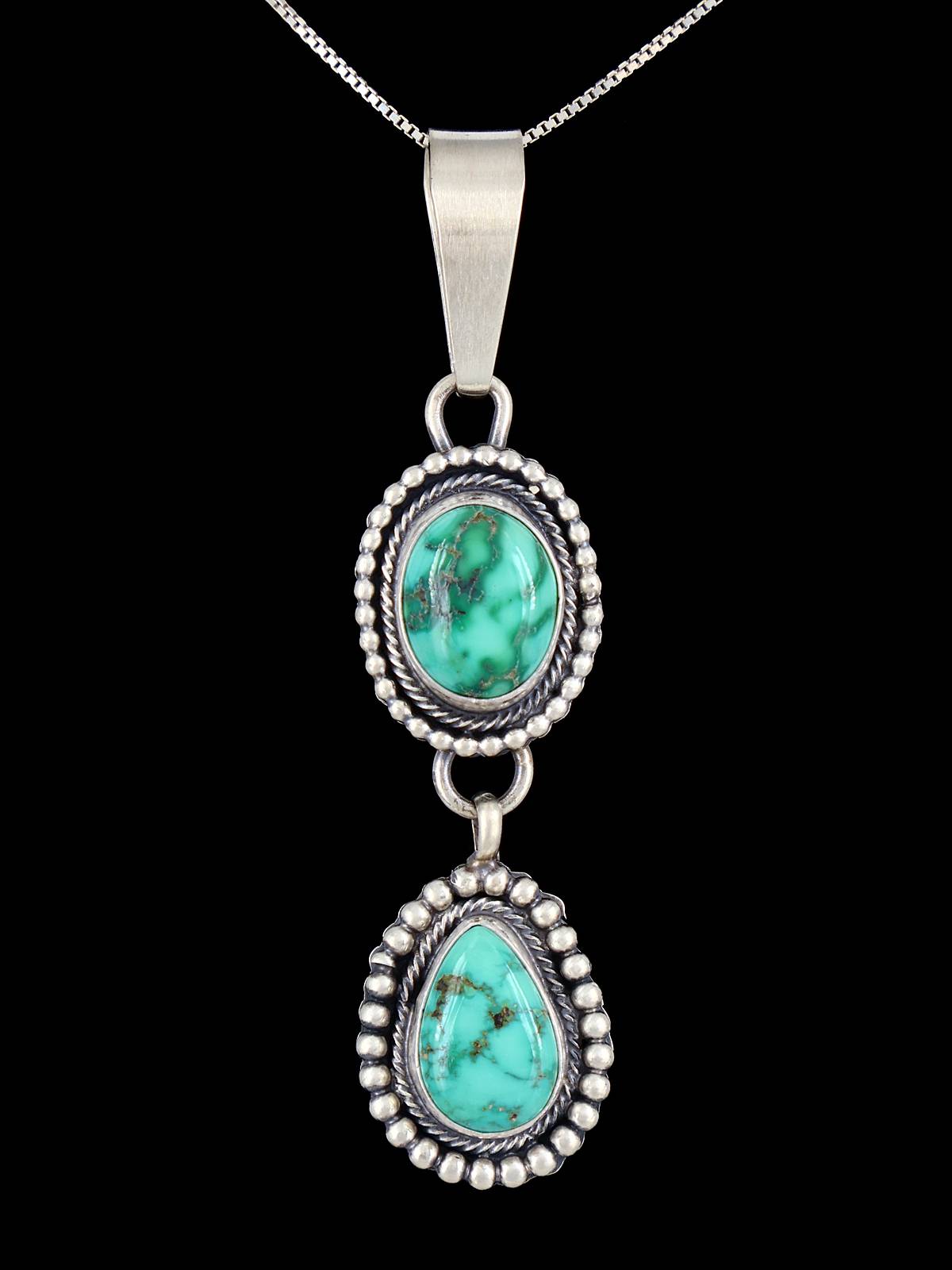 Navajo Sonoran Gold Turquoise Sterling Silver Pendant - PuebloDirect.com