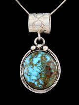 Kingman Turquoise Navajo Sterling Silver Pendant - PuebloDirect.com