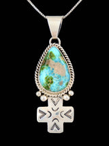 Native American Sonoran Gold Turquoise Sterling Silver Pendant - PuebloDirect.com