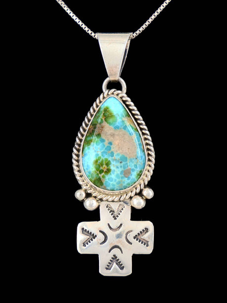Native American Sonoran Gold Turquoise Sterling Silver Pendant - PuebloDirect.com
