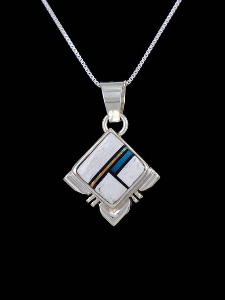 Native American White Buffalo Inlay Pendant - PuebloDirect.com