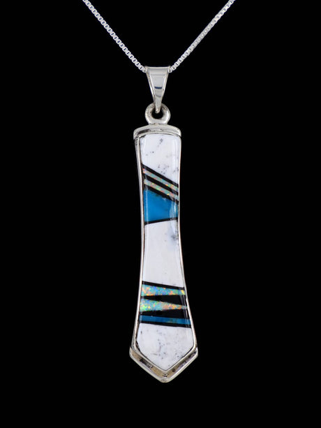 Native American Turquoise and White Buffalo Inlay Pendant - PuebloDirect.com