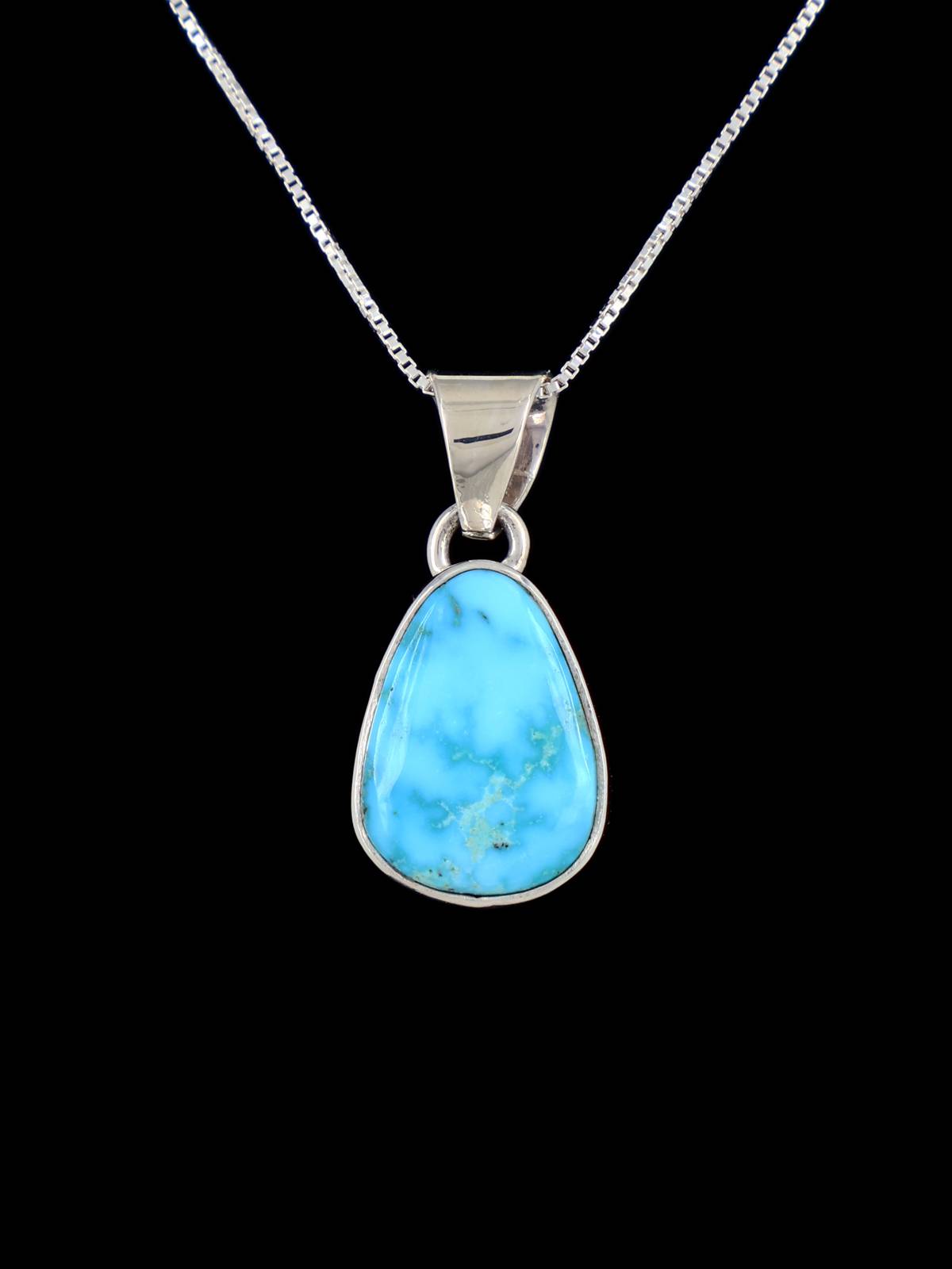 Navajo Jewelry White Water Turquoise Sterling Silver Pendant - PuebloDirect.com