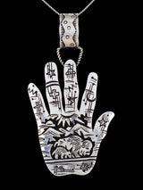Native American Sterling Silver Overlay Healing Hand Pendant - PuebloDirect.com