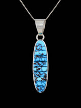 Navajo Cobblestone Inlay Kingman Turquoise Reversible Pendant - PuebloDirect.com