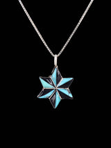 Native American Turquoise and Jet Zuni Inlay Star Pendant