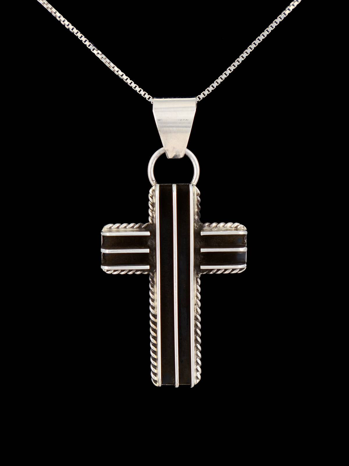 Navajo Sculpted Sterling Silver Cross Pendant - PuebloDirect.com