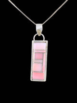 Navajo Sterling Silver Pink Conch Inlay Pendant - PuebloDirect.com