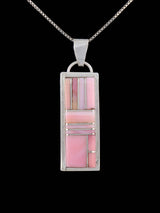 Navajo Sterling Silver Pink Conch Inlay Pendant - PuebloDirect.com