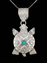 Navajo Turquoise Multi Dimensional Turtle Pendant