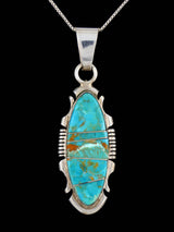 Pendentif en argent sterling turquoise incrusté Navajo